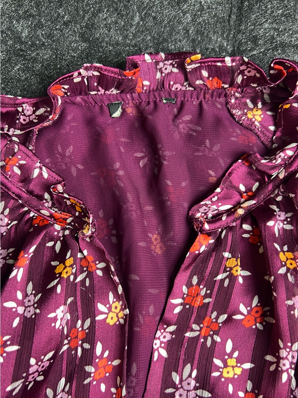 Women’s Floral Ruffle Shirt - Plum